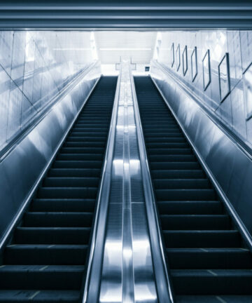 modern escalator in shopping center